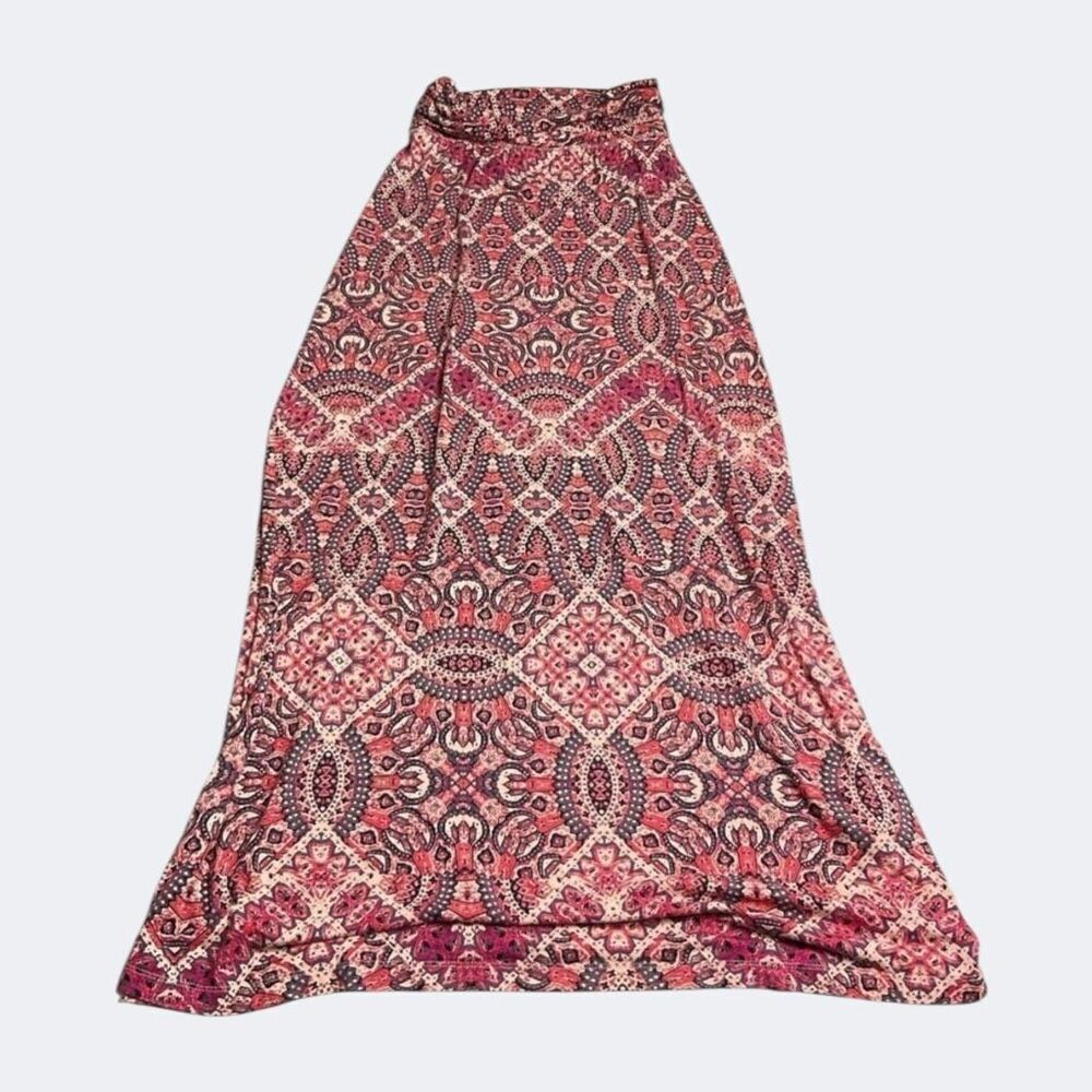 Cynthia Rowley Boho Tribal Print Stretch Knit Maxi Skirt Festival Pull On XS